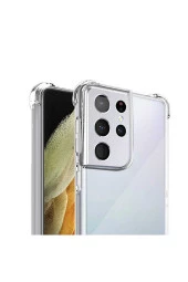 Galaxy S22 Ultra Ile Uyumlu Kılıf Kamera Korumalı Clear Anti-shock Sert Arka Kapak Şeffaf thumbnail 3
