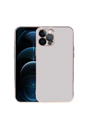 Iphone 12 Pro Ile Uyumlu Kılıf Kamera Korumalı Parlak Renk Tasarımlı Emollient Kılıf Gümüş thumbnail 1