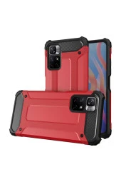 Xiaomi Redmi Note 11t 5g Ile Uyumlu Kılıf Shockproof Zırh Koruma Kırmızı thumbnail 1