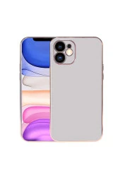 Iphone 11 Ile Uyumlu Kılıf Kamera Korumalı Parlak Renk Tasarımlı Emollient Kılıf Gümüş thumbnail 1
