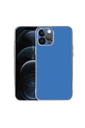 Iphone 12 Pro Ile Uyumlu Kılıf Kamera Korumalı Parlak Renk Tasarımlı Emollient Kılıf Saks Mavisi thumbnail 1