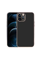 Iphone 12 Pro Ile Uyumlu Kılıf Kamera Korumalı Parlak Renk Tasarımlı Emollient Kılıf Siyah thumbnail 3