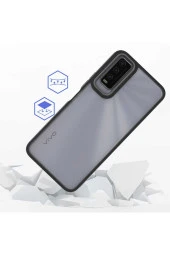 Vivo Y20s Ile Uyumlu Kılıf Kontrast Renk Tasarımlı Cynosure Kapak Rosegold thumbnail 3