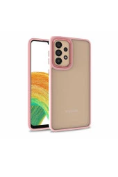 Galaxy M32 Ile Uyumlu Kılıf Kontrast Renk Tasarımlı Cynosure Kapak Rosegold thumbnail 1