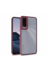 Vivo Y20 Ile Uyumlu Kılıf Kontrast Renk Tasarımlı Cynosure Kapak Kırmızı thumbnail 1