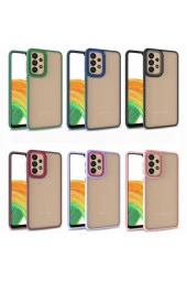 Galaxy M32 Ile Uyumlu Kılıf Kontrast Renk Tasarımlı Cynosure Kapak Yeşil thumbnail 2