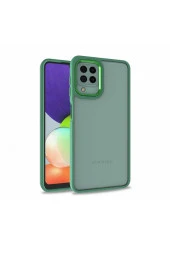 Galaxy M22 Ile Uyumlu Kılıf Kontrast Renk Tasarımlı Cynosure Kapak Yeşil thumbnail 1