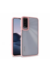 Vivo Y20 Ile Uyumlu Kılıf Kontrast Renk Tasarımlı Cynosure Kapak Rosegold thumbnail 1