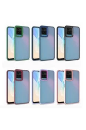 Vivo Y32 Ile Uyumlu Kılıf Kontrast Renk Tasarımlı Cynosure Kapak Rosegold thumbnail 3