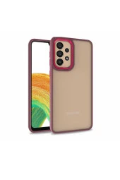 Galaxy M32 Ile Uyumlu Kılıf Kontrast Renk Tasarımlı Cynosure Kapak Kırmızı thumbnail 1