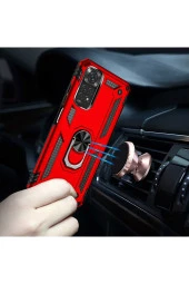 Galaxy A23 Kılıf Ile Uyumlu Kılıf Shockprof Yüzük Tutuculu Vega Kırmızı thumbnail 4