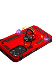 Galaxy A23 Kılıf Ile Uyumlu Kılıf Shockprof Yüzük Tutuculu Vega Kırmızı thumbnail 2