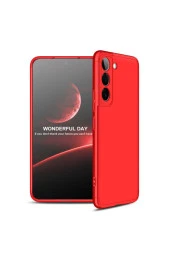 Galaxy S22 Ile Uyumlu Kılıf 3 Parça 360 Soft Hard Koruma Kırmızı thumbnail 1