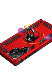 Galaxy S22 Ultra Ile Uyumlu Kılıf Shockprof Yüzük Tutuculu Vega Rosegold thumbnail 4