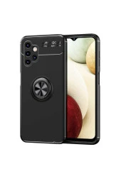 Galaxy A13 4gkılıf Ravel Yüzük Tutuculu Standlı Silikon Siyah thumbnail 1