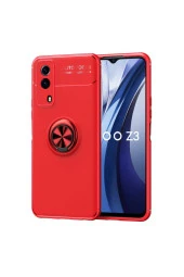 Vivo Y53s 4g Kılıf Ravel Yüzük Tutuculu Standlı Silikon Kırmızı thumbnail 1