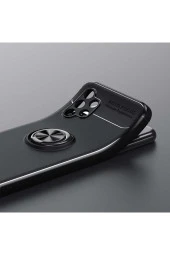 Galaxy A13 4gkılıf Ravel Yüzük Tutuculu Standlı Silikon Siyah thumbnail 2