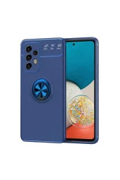 Galaxy A73 Kılıf Ravel Yüzük Tutuculu Standlı Silikon Mavi - 1