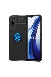 Vivo Y53s 4g Kılıf Ravel Yüzük Tutuculu Standlı Silikon Siyah-mavi - 1
