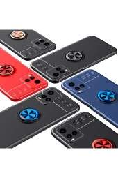 Vivo Y32 Kılıf Ravel Yüzük Tutuculu Standlı Silikon Mavi thumbnail 4