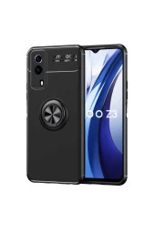 Vivo Y53s 4g Kılıf Ravel Yüzük Tutuculu Standlı Silikon Siyah thumbnail 1