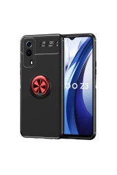 Vivo Y53s 4g Kılıf Ravel Yüzük Tutuculu Standlı Silikon Siyah-kırmızı thumbnail 1