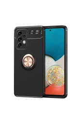 Galaxy A53 5g Kılıf Ravel Yüzük Tutuculu Standlı Silikon Siyah-rosegold thumbnail 1