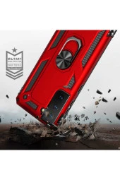 Galaxy S21 Fe Kılıf Shockproof Standlı Yüzük Tutuculu Mega Case Gold - 4
