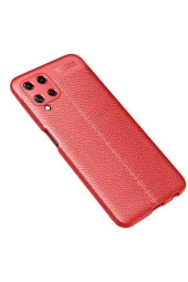 Galaxy M22 Kılıf Niss Silikon Deri Görünümlü Kırmıızı thumbnail 2