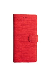 Galaxy S21 Fe Standlı Kartvizitli Ve Para Gözlü Kumaş Desen Kırmızı thumbnail 2