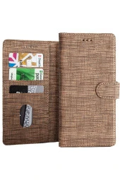 Galaxy S21 Fe Standlı Kartvizitli Ve Para Gözlü Kumaş Desen Gold thumbnail 1