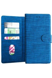 Galaxy S21 Fe Standlı Kartvizitli Ve Para Gözlü Kumaş Desen Lacivert thumbnail 1