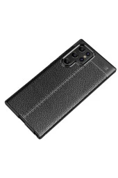 Galaxy S22 Ultra Kılıf Niss Silikon Deri Görünümlü Siyah thumbnail 2