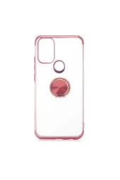 General Mobile 21 Plus Kılıf Dört Köşeli Yüzük Tutuculu Şeffaf Silikon Reverse Rosegold - 1