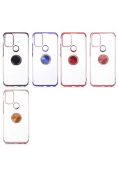 General Mobile 21 Plus Kılıf Dört Köşeli Yüzük Tutuculu Şeffaf Silikon Reverse Rosegold - 3