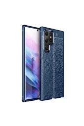 Galaxy S22 Ultra Kılıf Niss Silikon Deri Görünümlü Lacivert thumbnail 1