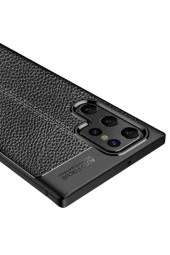 Galaxy S22 Kılıf Niss Silikon Deri Görünümlü Siyah thumbnail 3