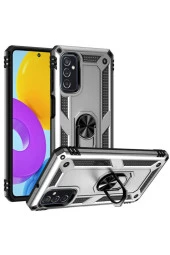 Galaxy M52 Kılıf Shockproof Yüzük Tutuculu Vega Gri thumbnail 1