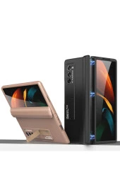 Galaxy Z Fold 2 Kılıf 180 Derece Dönebilen Standlı M-magnet Kılıf Siyah thumbnail 2