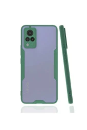 Vivo V21 Kılıf Için Uyumlu Kılıf Renkli Kenar Perfe Tpu Silikon Kılıf Koyu Yeşil thumbnail 1