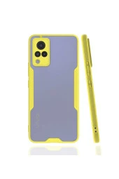 Vivo V21 Kılıf Için Uyumlu Kılıf Renkli Kenar Perfe Tpu Silikon Kılıf Sarı thumbnail 1