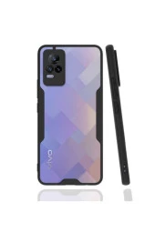 Vivo V21e Kılıf Için Uyumlu Kılıf Renkli Kenar Perfe Tpu Silikon Kılıf Siyah thumbnail 1