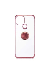 General Mobile 21 Uyumlu Kılıf Dört Köşeli Yüzük Tutuculu Şeffaf Silikon Reverse Rosegold thumbnail 1