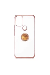General Mobile 21 Pro  Uyumlu Kılıf Dört Köşeli Yüzük Tutuculu Şeffaf Silikon Reverse Gold - 1