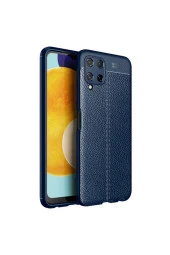 Galaxy M32 Kılıf Niss Silikon Deri Görünümlü Lacivert thumbnail 1