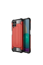 Galaxy M32 Kılıf Kılıf Shockproof Slikon Zırh Kırmızı thumbnail 1