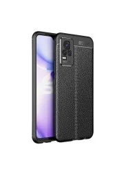 Vivo V21e  Uyumlu Kılıf Niss Silikon Deri Görünümlü Siyahü thumbnail 1