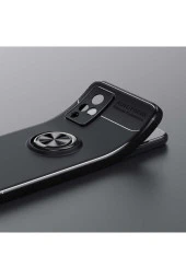 Vivo V21  Uyumlu    Yüzük Tutuculu Mıktanıslı , Standlı Novel Silikon Kılıf Mavi thumbnail 3