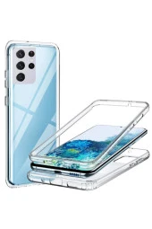 Galaxy S21 Ultra Cvzr01 360 Tam Koruma Silikon Kılıf Şeffaf thumbnail 1