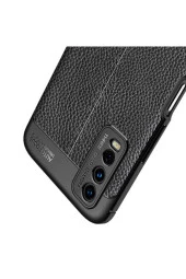 Vivo Y11s Uyumlu  Kılıf Niss Silikon Deri Görünümlü Kırmızı thumbnail 3